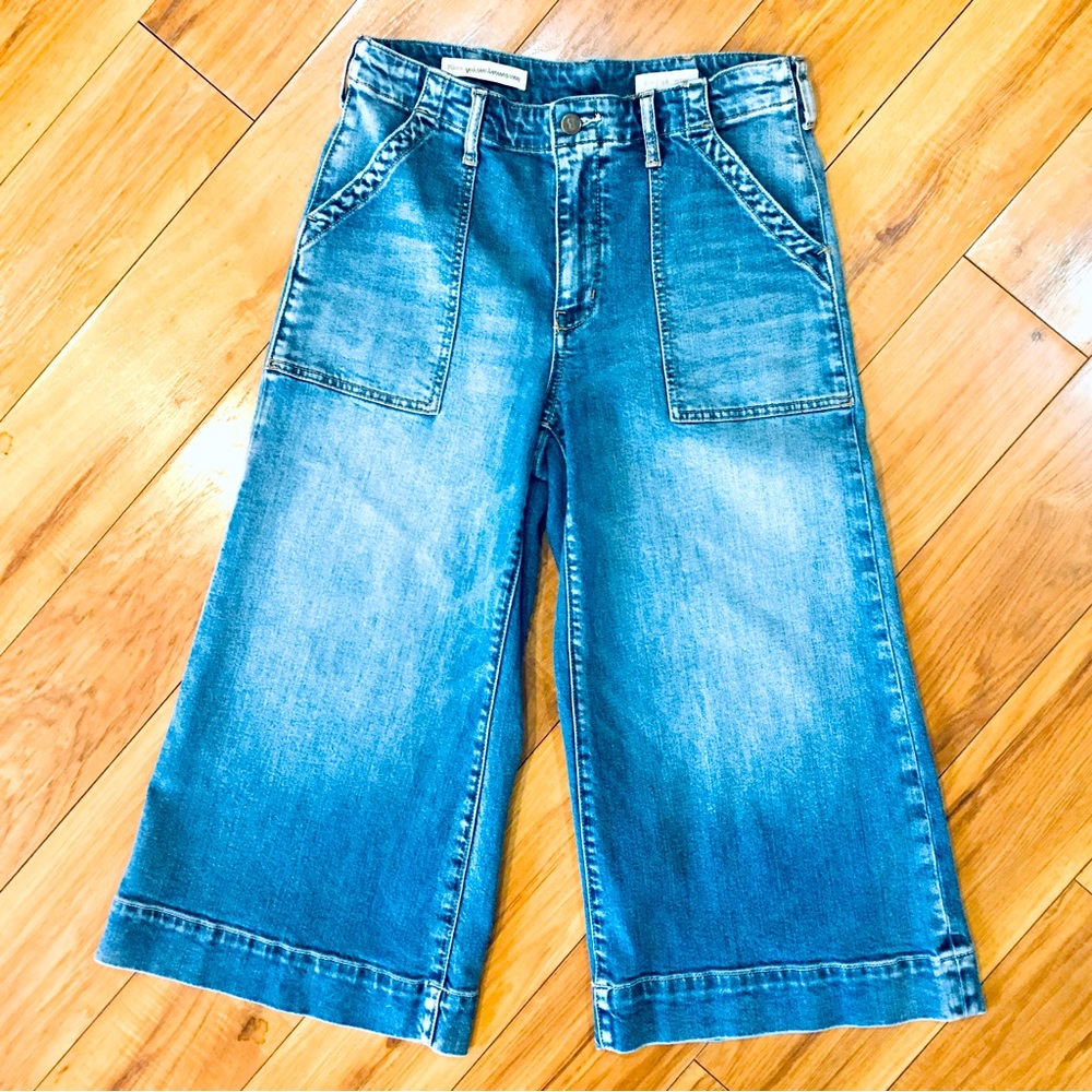 Pilcro Letterpress Anthropologie jeans crop denim wide leg Y2K style boho